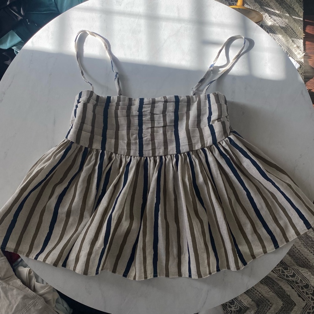 Miou Muse Striped Babydoll Top